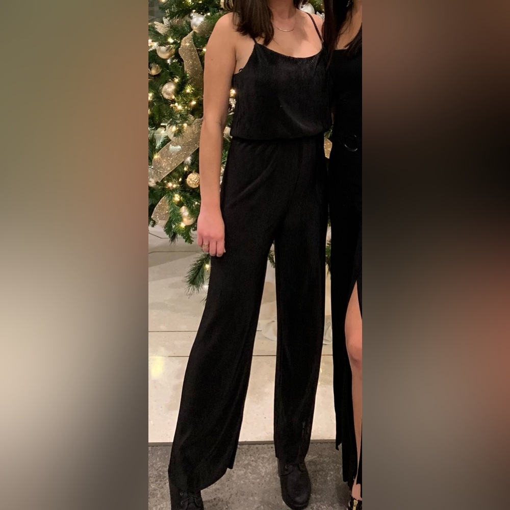Pleated Black Women's Jumpsuit